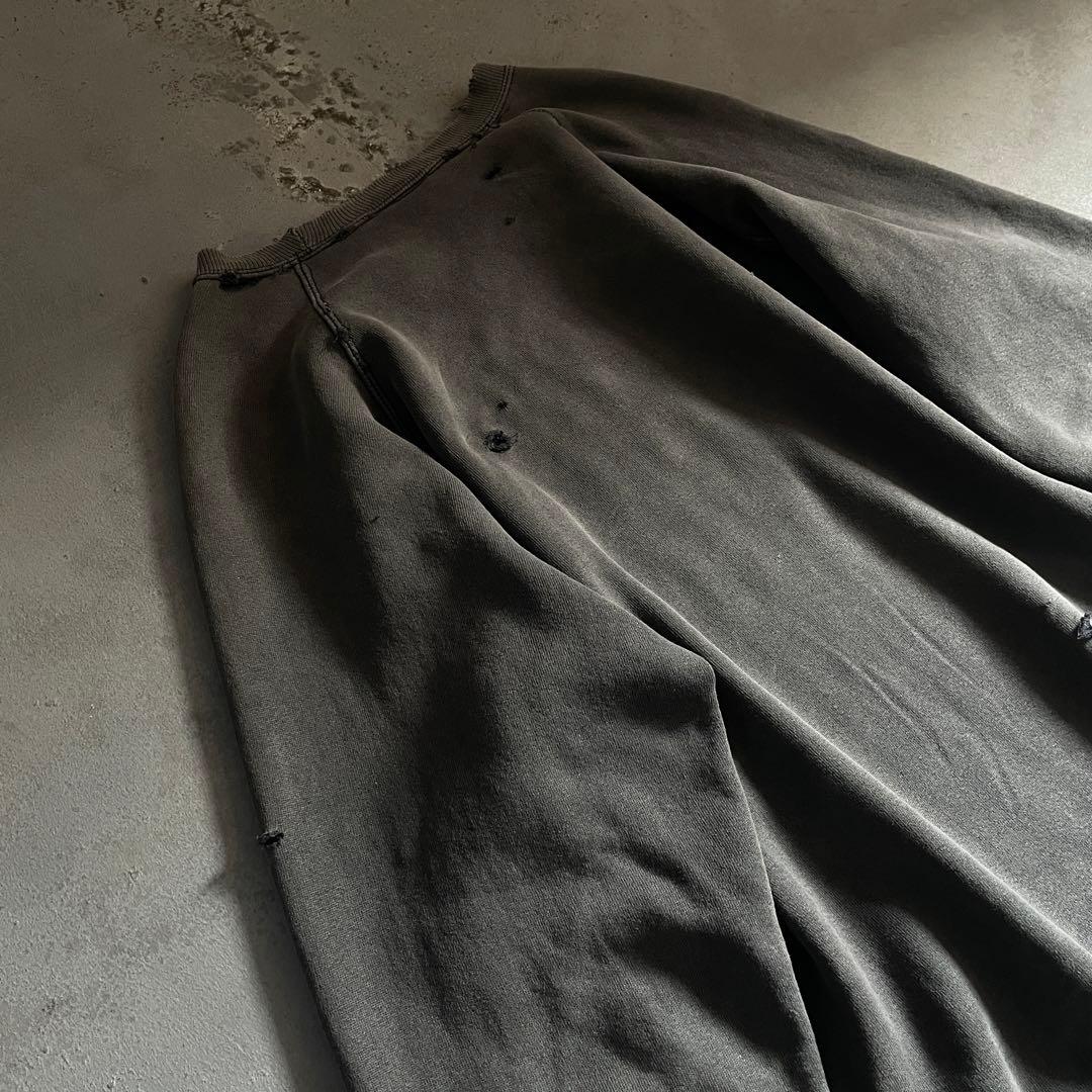 80's 万国旗タグ“adidas”墨黒“USA製”boro sweat