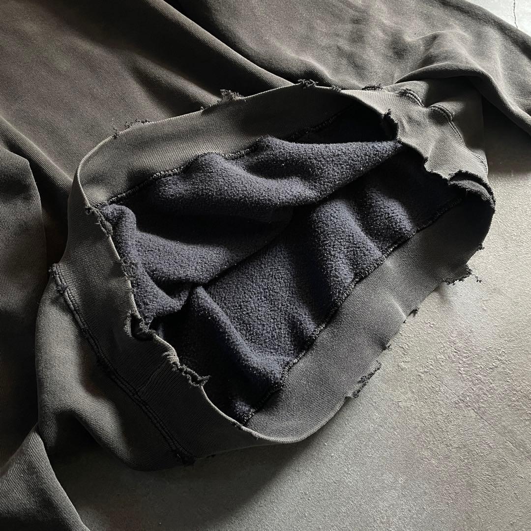 80's 万国旗タグ“adidas”墨黒“USA製”boro sweat