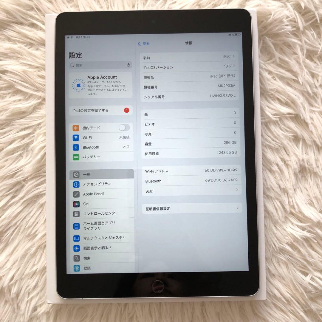 【美品】iPad 第9世代 256GB Wi-Fi 【すぐ発送】