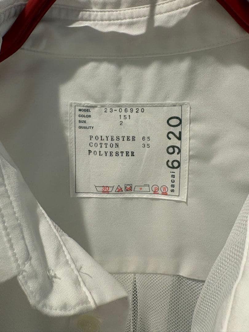 sacai 白　シャツ　ブラウス　スーチング