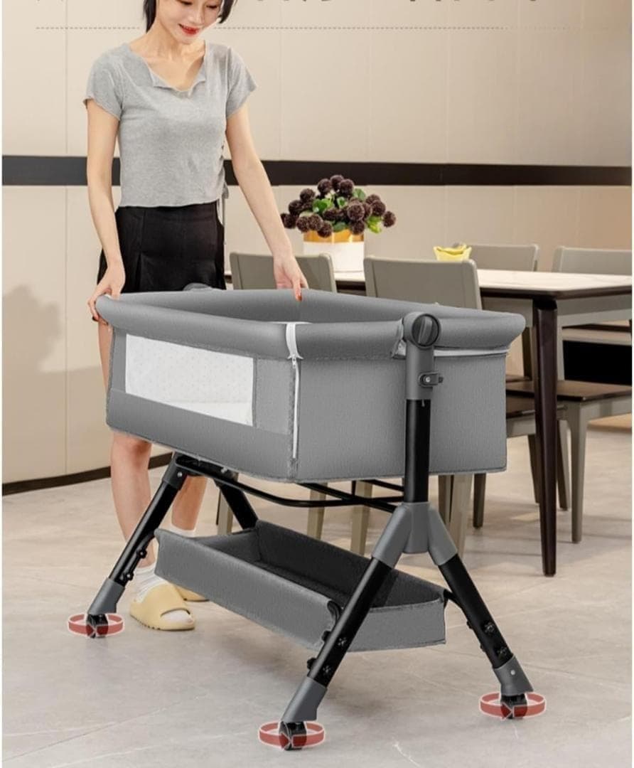 多機能ベビーベッド 新生児対応 ピンク ゆりかご 虫除け ベビー寝具 赤ちゃん