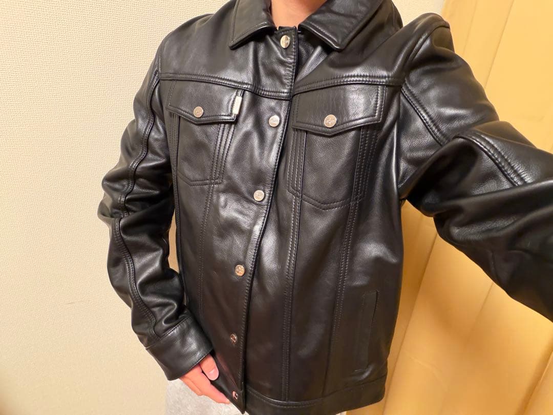 BALR. LEATHER TRUCKER JACKET Lサイズ