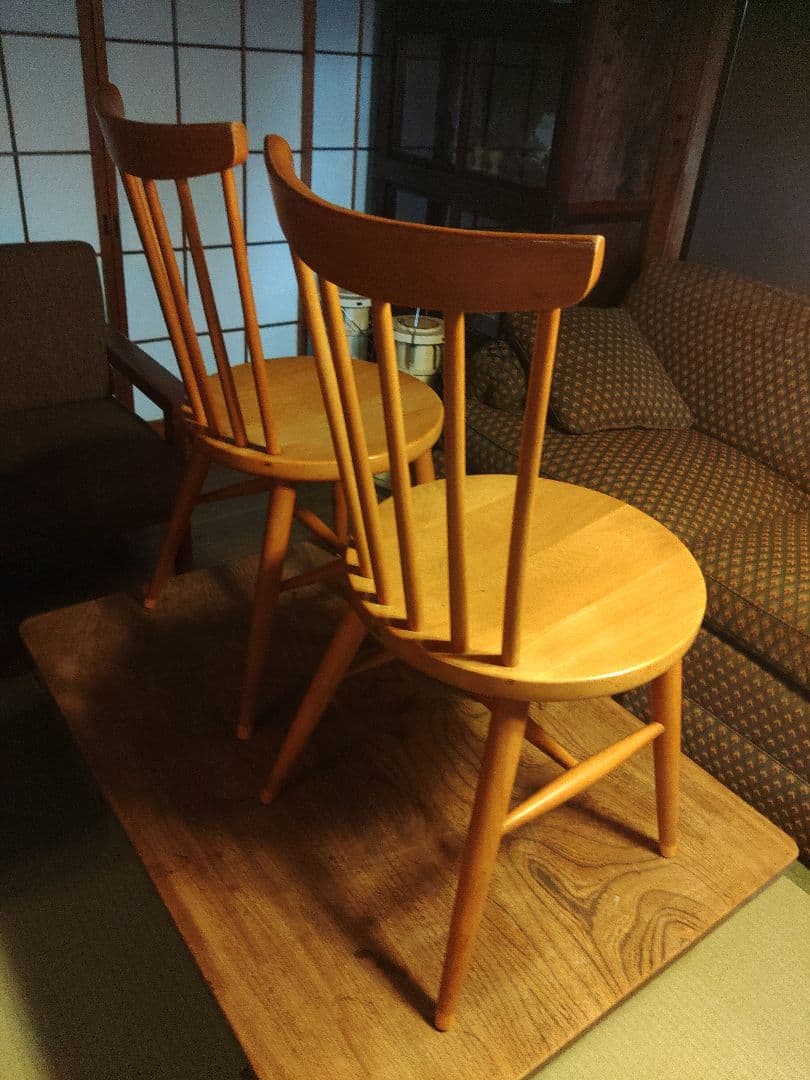 秋田木工　２脚　北欧　椅子　チェア　レトロ　アンティーク　ヴィンテージ