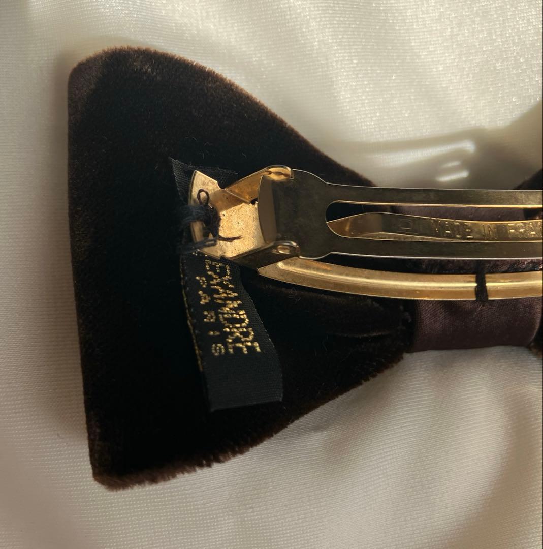 アレクサンドルドゥパリ　リボンバレッタ　ベロア　ブラウン