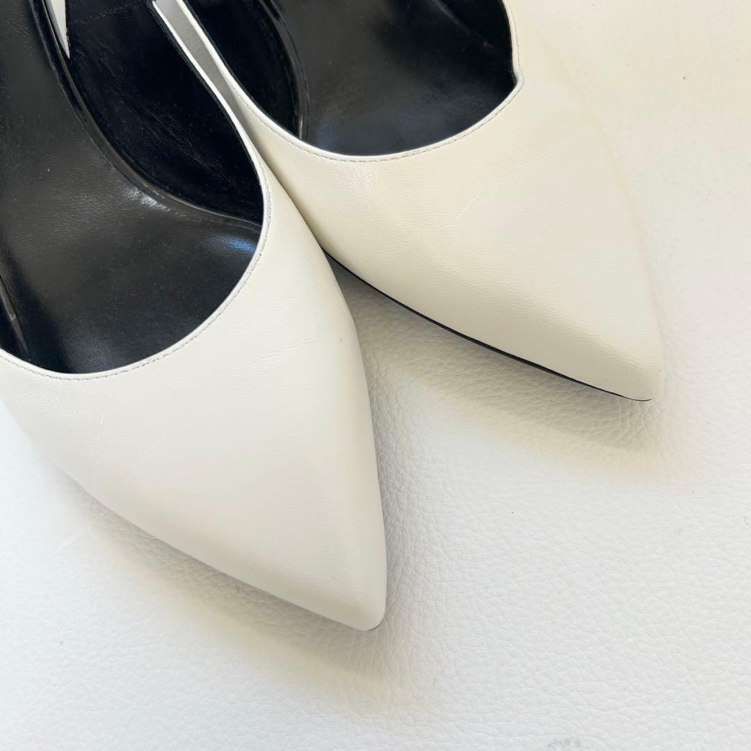 極美品✨セリーヌ 19SS バックスリングパンプス レザー エディ 白 35