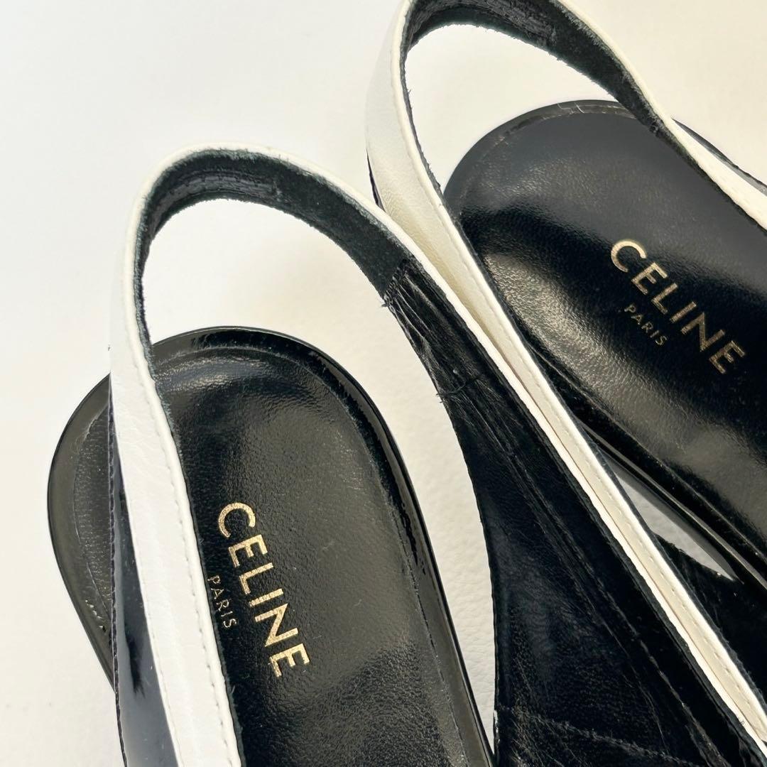 極美品✨セリーヌ 19SS バックスリングパンプス レザー エディ 白 35