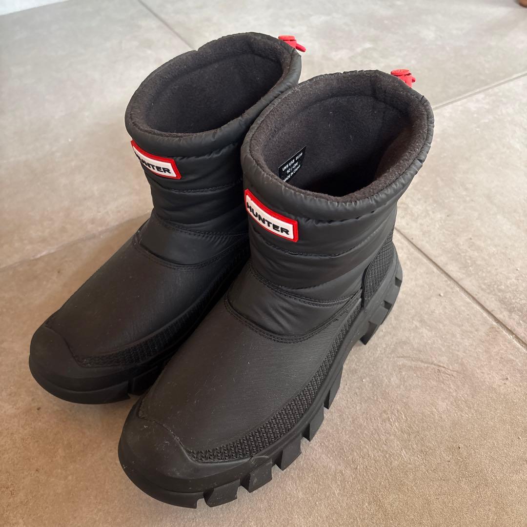 HUNTER レディース ショート スノーブーツ防寒シューズ black