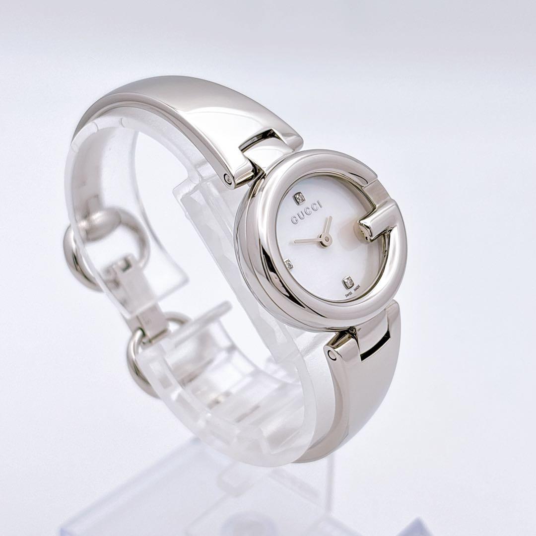 【極美品・電池新品・付属品】GUCCI 134.5 3P ダイヤ シェル