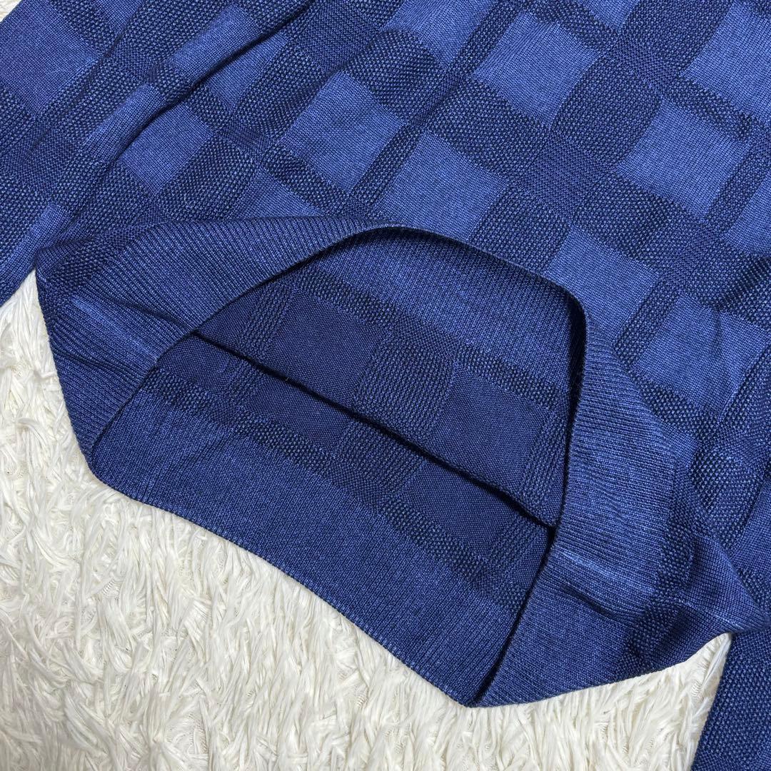 ✨️極美品 ブラックレーベルクレストブリッジ メガチェック ニット ブルー L