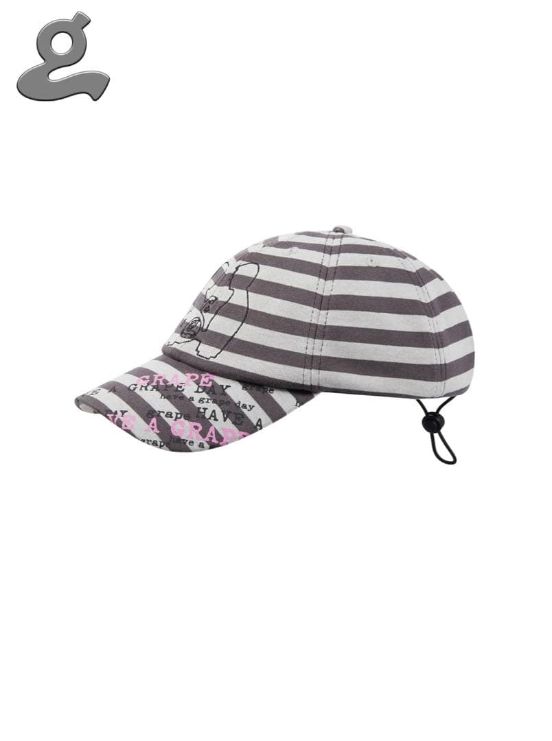 grape Printed Striped Cap ストライプキャップ