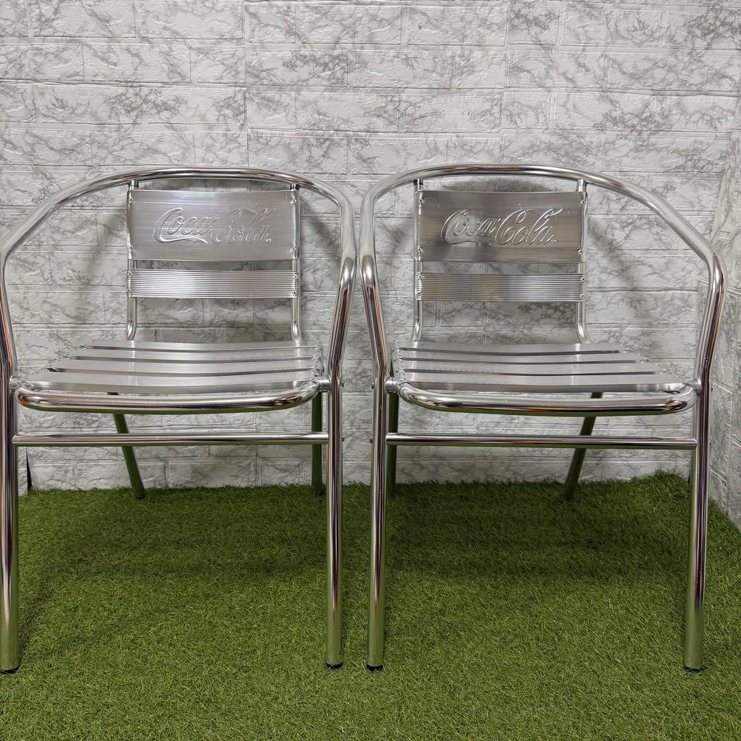 非売品　CocaCola コカコーラ　アルミチェア　2脚セット　シングル　肘掛け