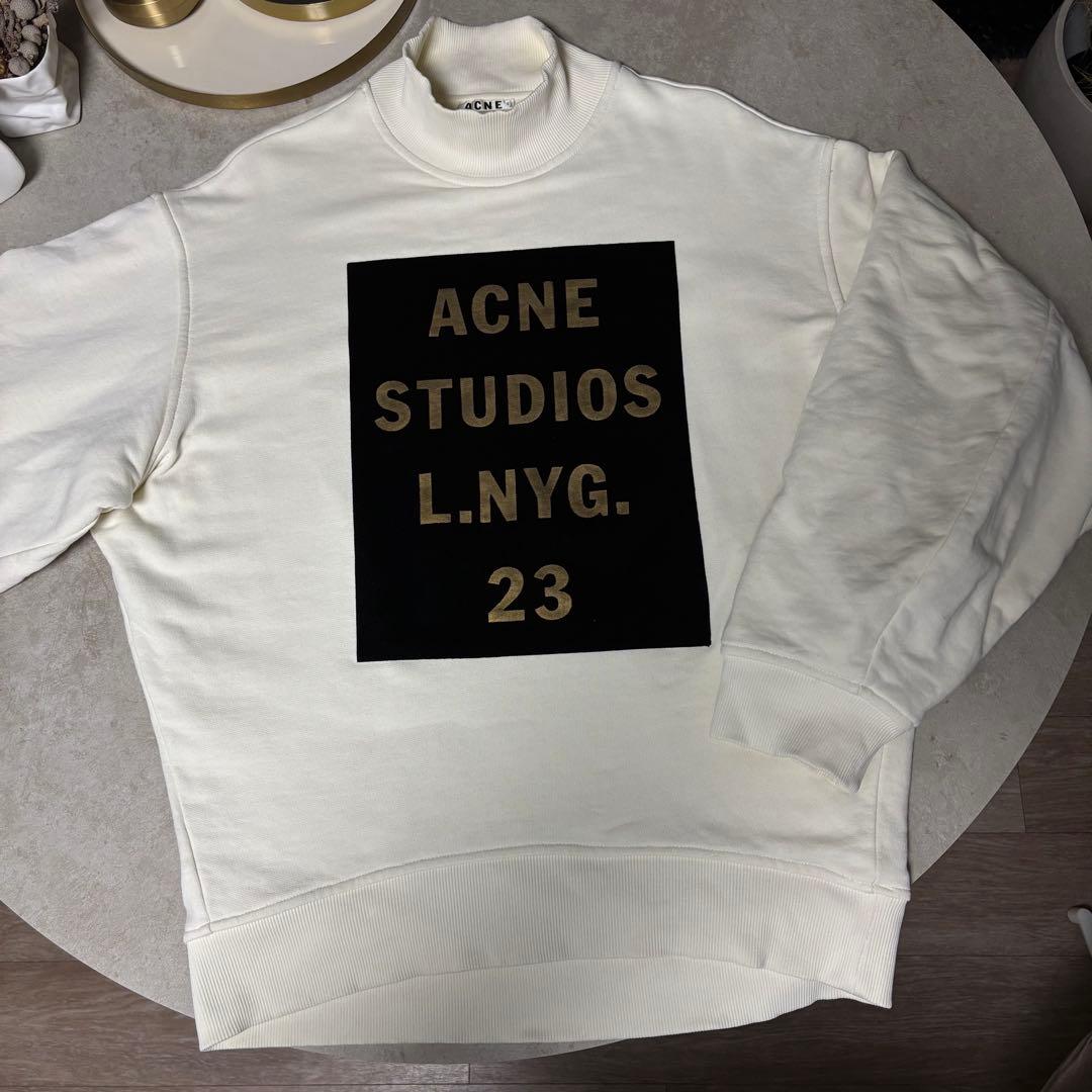 Acne Studios スウェット トレーナー モックネック ボックスロゴ 白