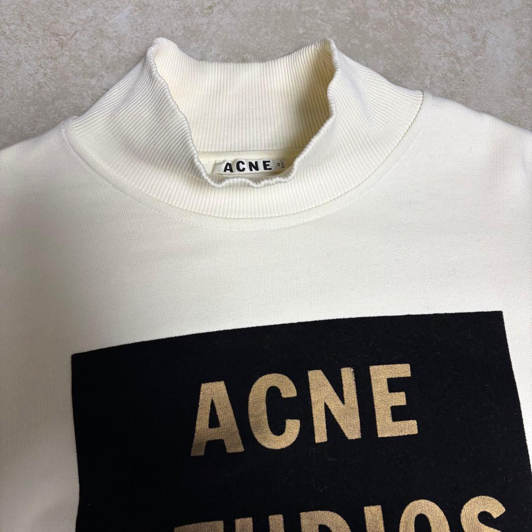 Acne Studios スウェット トレーナー モックネック ボックスロゴ 白