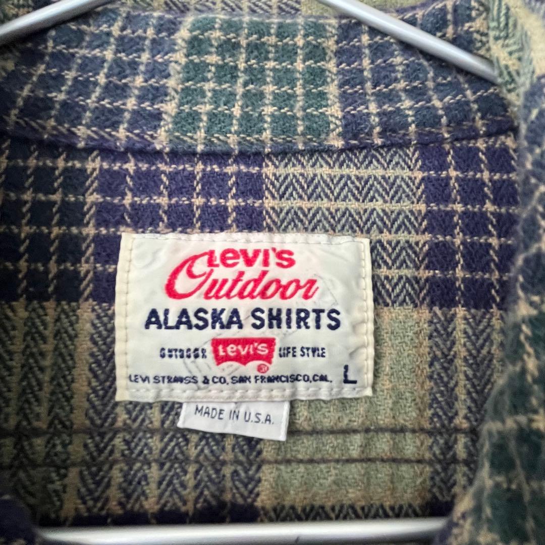 90s USA製 リーバイス アラスカ チェック ネルシャツ L 古着