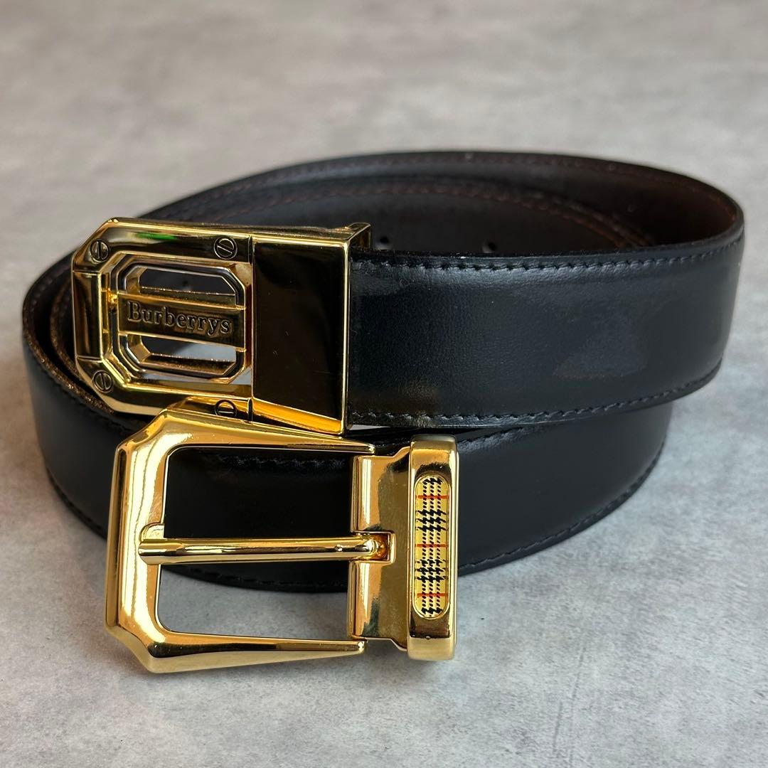 BURBERRY ゴールドバックル　レザーベルト　交換用バックル付属