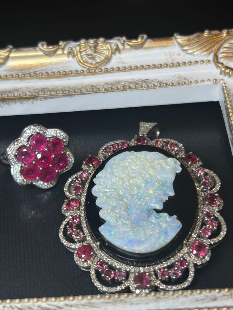 硝*ゴ様 天然ルビーサイズ限定14.5号➕カボションルビーネックレスセット