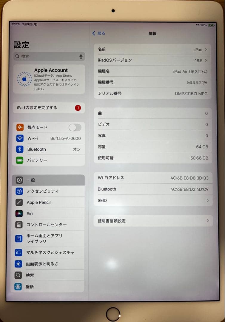 Apple iPad Air(第3世代) Apple Pencil (第1世代)