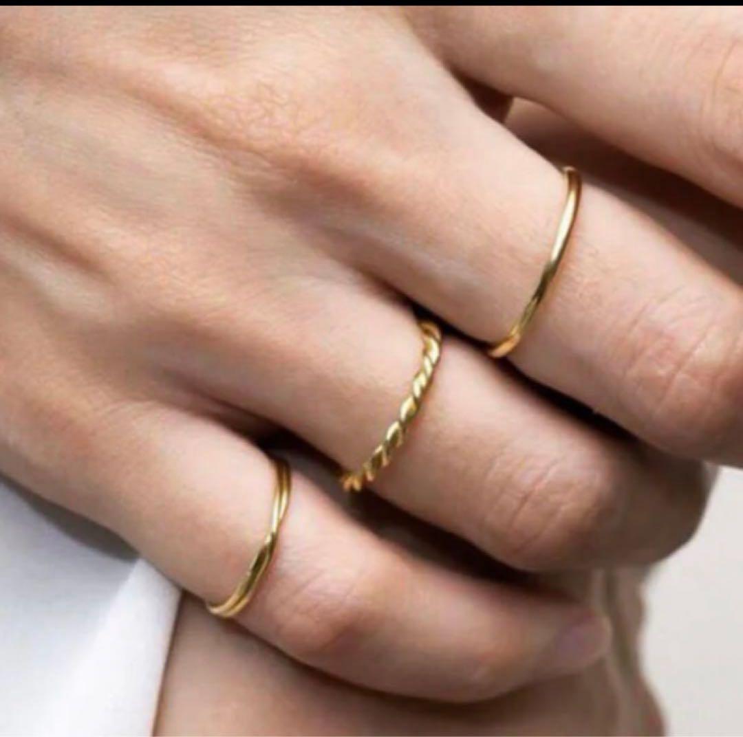 美品　SHIHARA ダブルリング 0.9 K18イエローゴールド