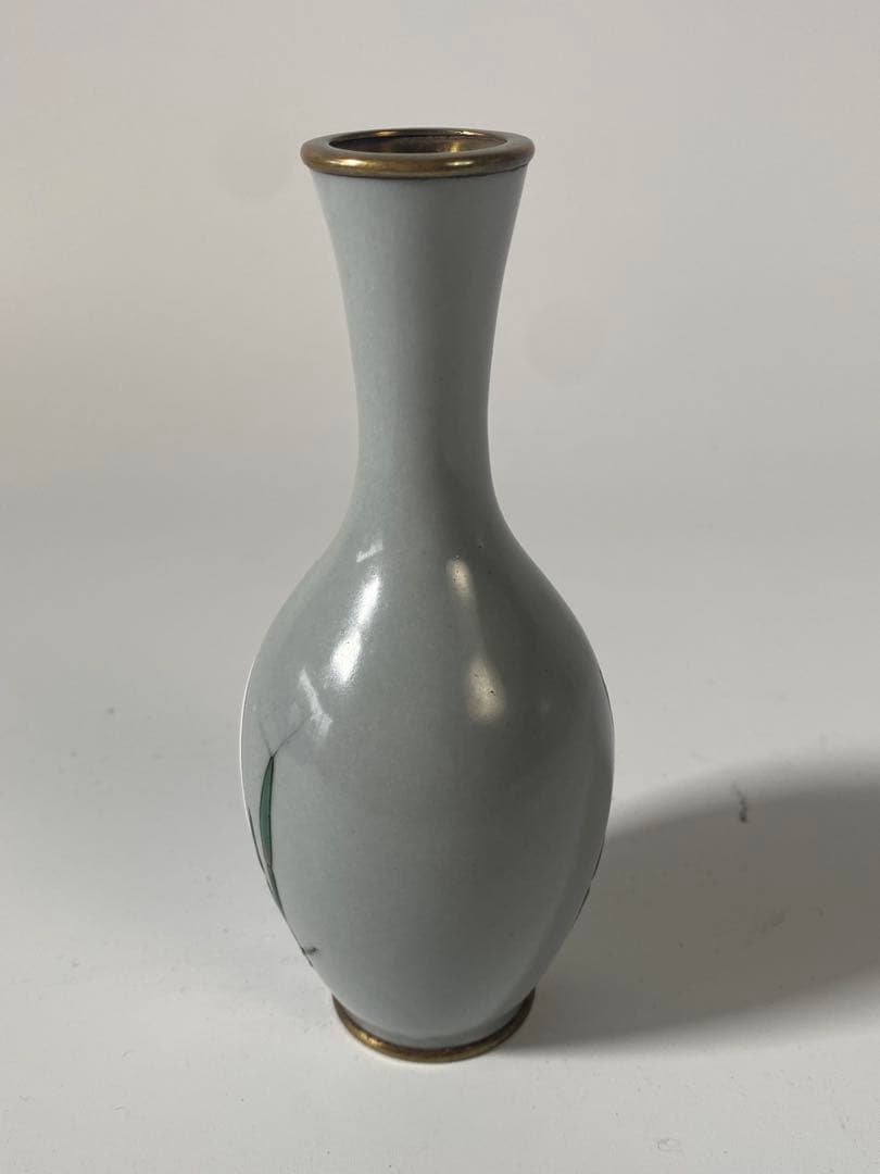 明治時代　七宝焼　うさぎ柄　盛り上げ七宝花瓶