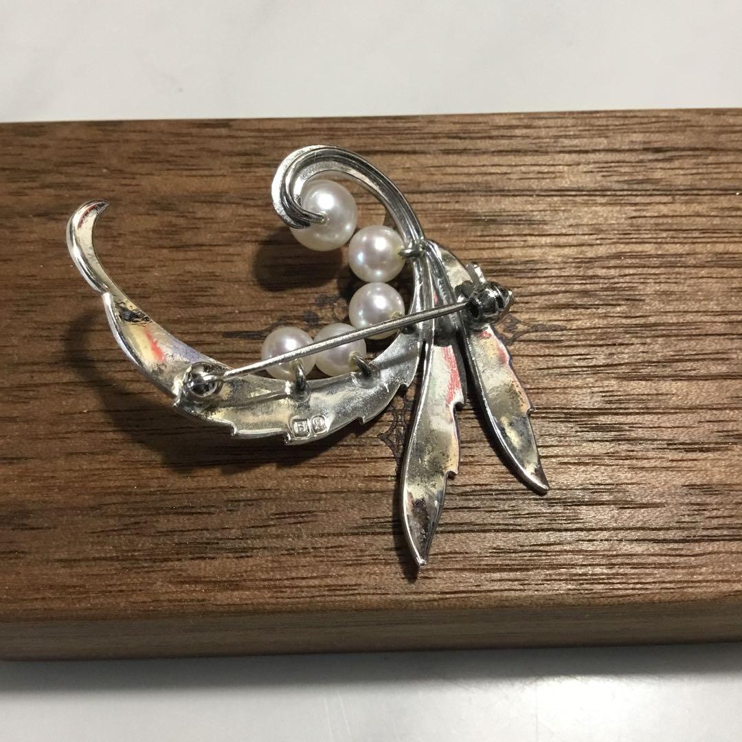 ミキモト　シルバー　天然あこや本真珠　アンティーク　ブローチ