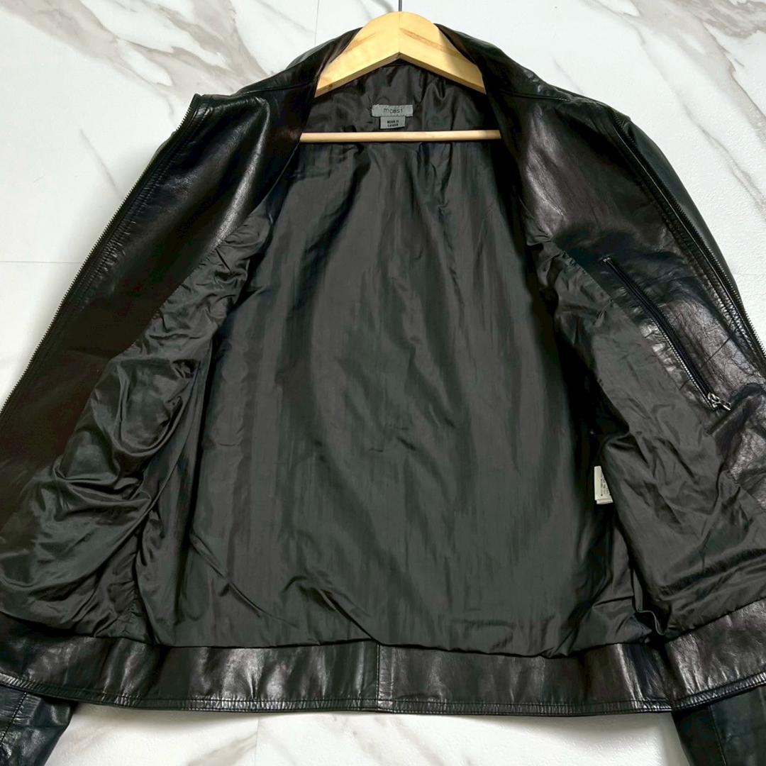 希少　m0851　アニリン　シングル　ライダース　軽量　薄手レザー　ブラック　黒