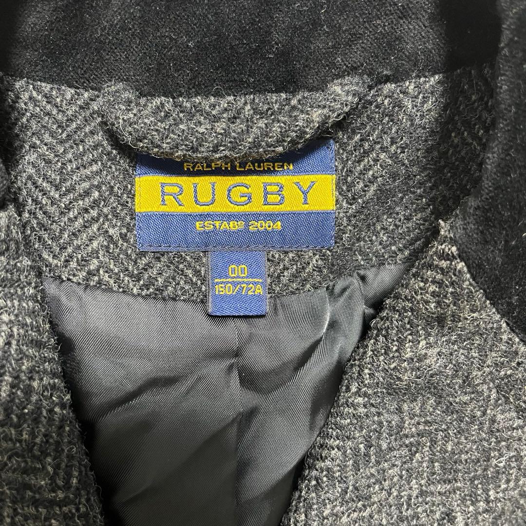 美品 ポロラルフローレンラグビー ロングウールコート グレー 150