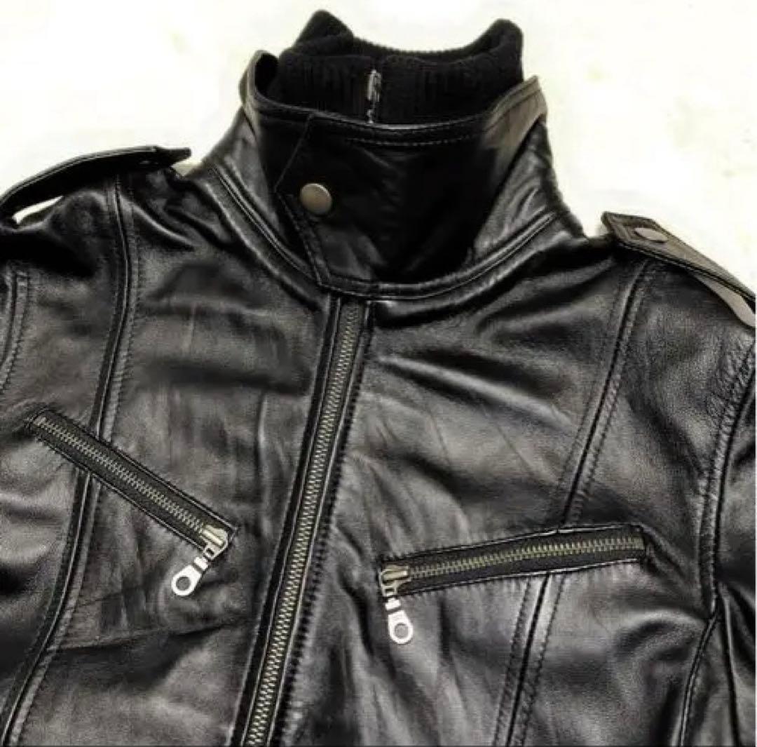 FUGA　羊革ラムレザー　ライダースジャケット黒　y2k