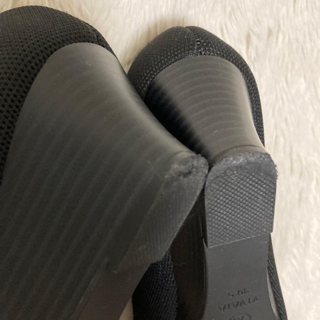 美品VIVAIA パンプス ウェッジソール ブラック メッシュ ニット ヒール