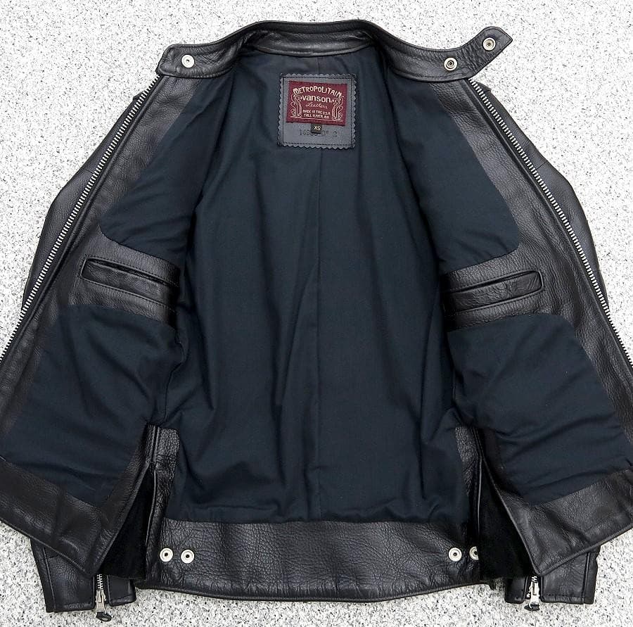 極美品 XS シボ革 VANSON シングルライダース ジャケット 黒