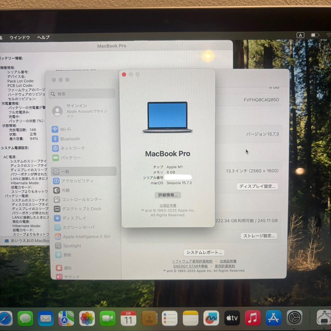 【美品】Apple MacBook Pro M1 2020 8GB/256GB