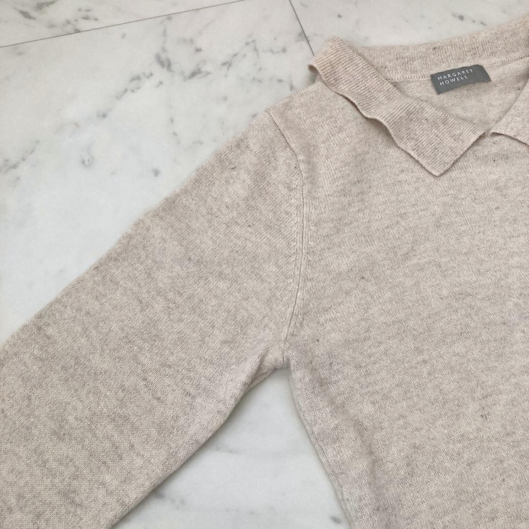 マーガレットハウエル　ウールカシミヤ襟付きニット　M ベージュ