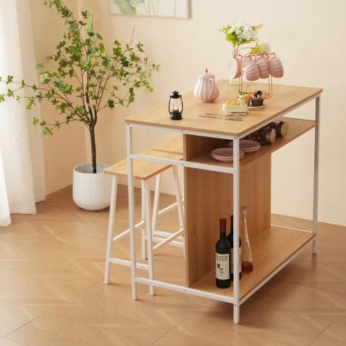 【ナチュラル】新発売カウンターテーブル スツール 3点セット ハイテーブル