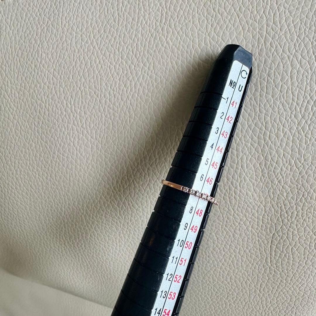 【美品】7号 K10 PG ダイヤモンド リング 0.11ct