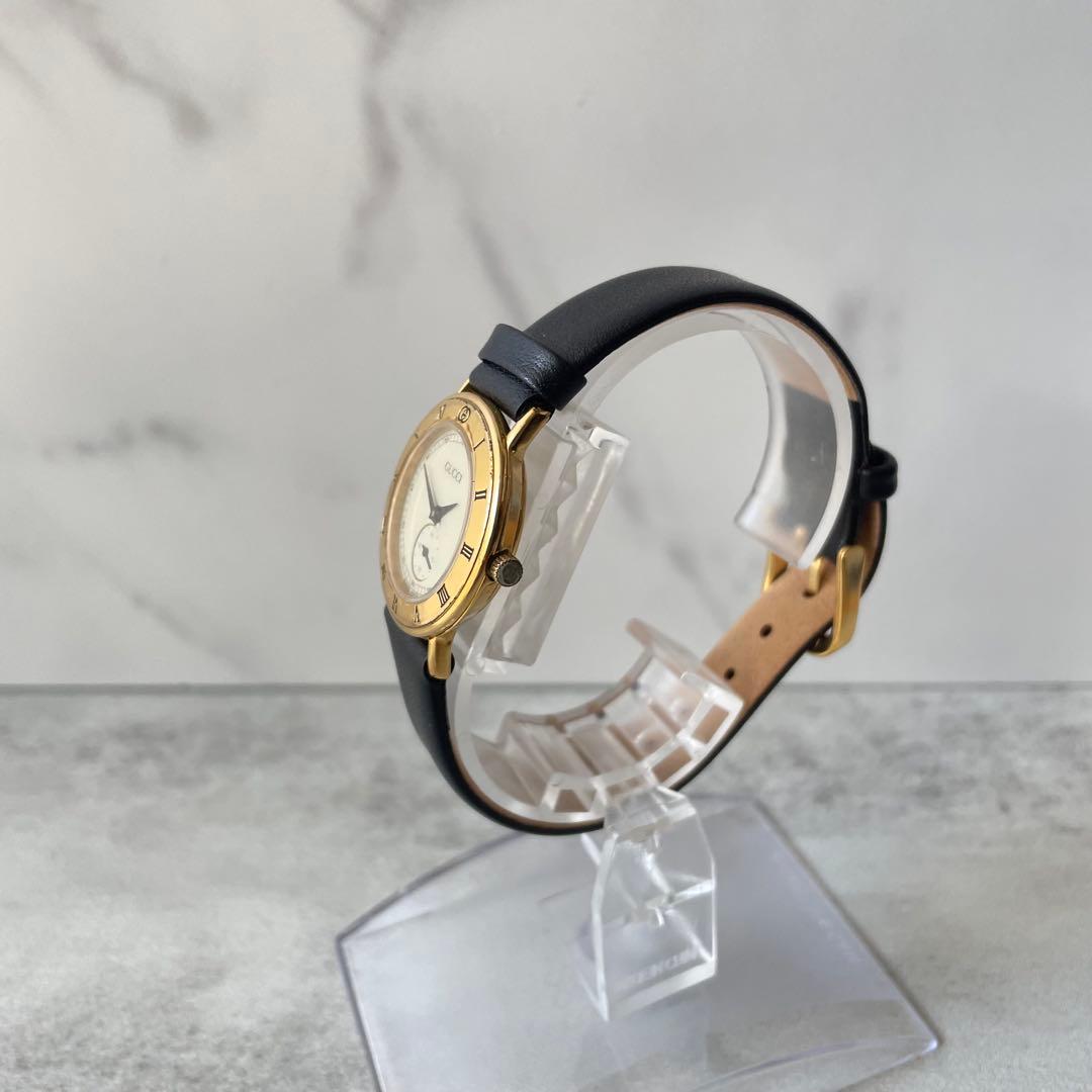 稼動品　GUCCI グッチ　ゴールドケース　スモールセコンド　腕時計　レディース