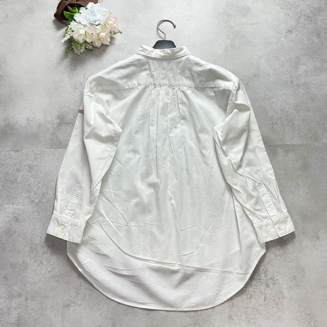 お洒落✨ピンクハウス ブラウス シャツ ピコフリル ロゴ刺繍 白 ホワイト 長袖