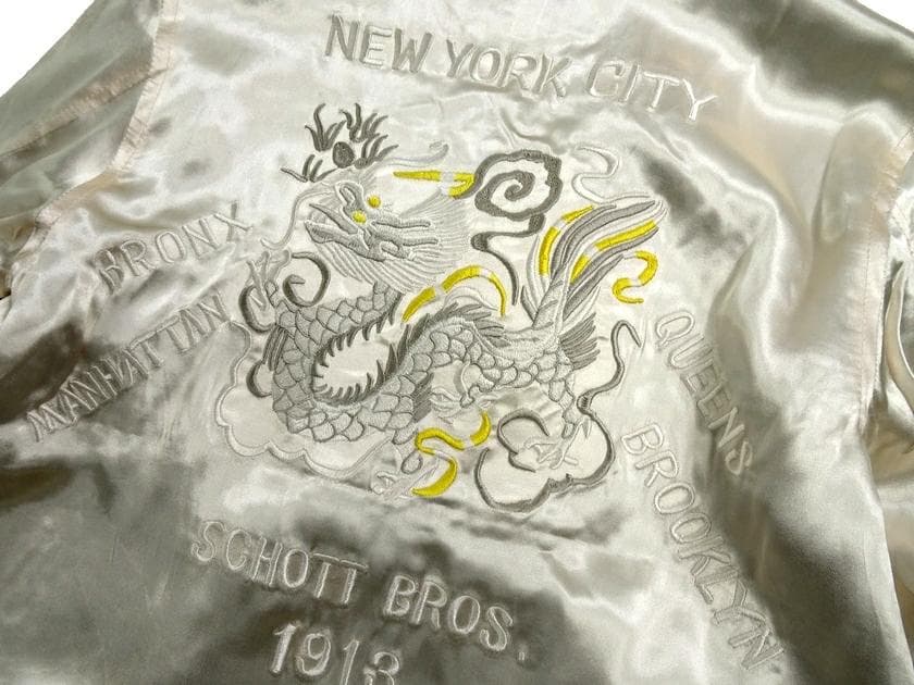 ショット バック刺繍 スーベニアジャケット スカジャン サテンジャケット F