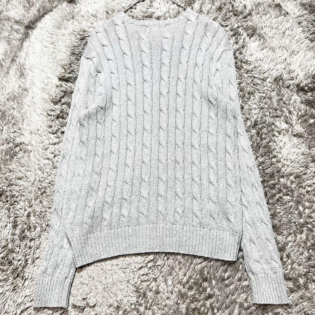 ポロラルフローレン　コットン ケーブルニット セーター XL相当 グレー 美品