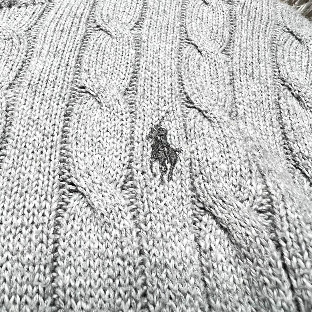 ポロラルフローレン　コットン ケーブルニット セーター XL相当 グレー 美品