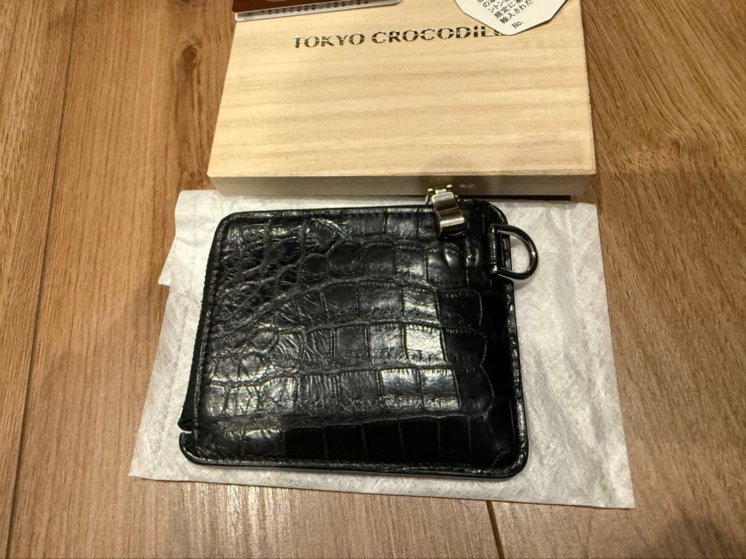 専用【新品同様】クロコダイル　ミニウォレット　ケース　ブラック