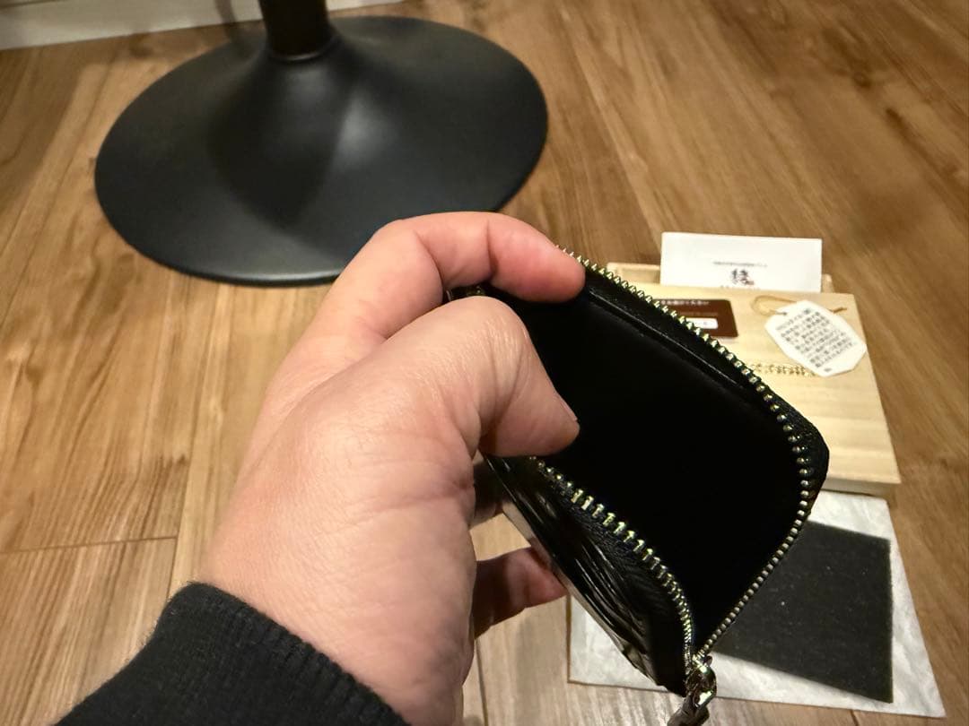 専用【新品同様】クロコダイル　ミニウォレット　ケース　ブラック