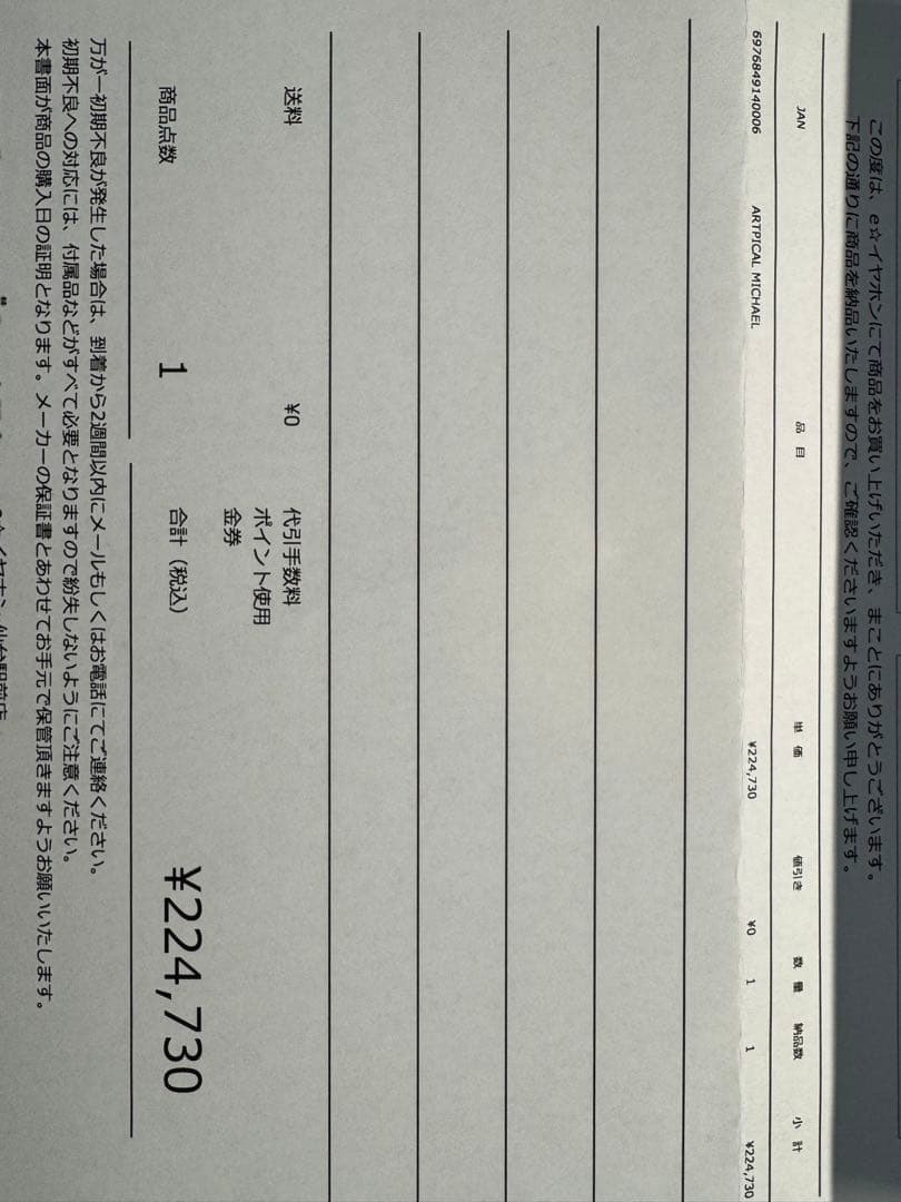 【ほぼ新品】ARTPICAL MICHAEL