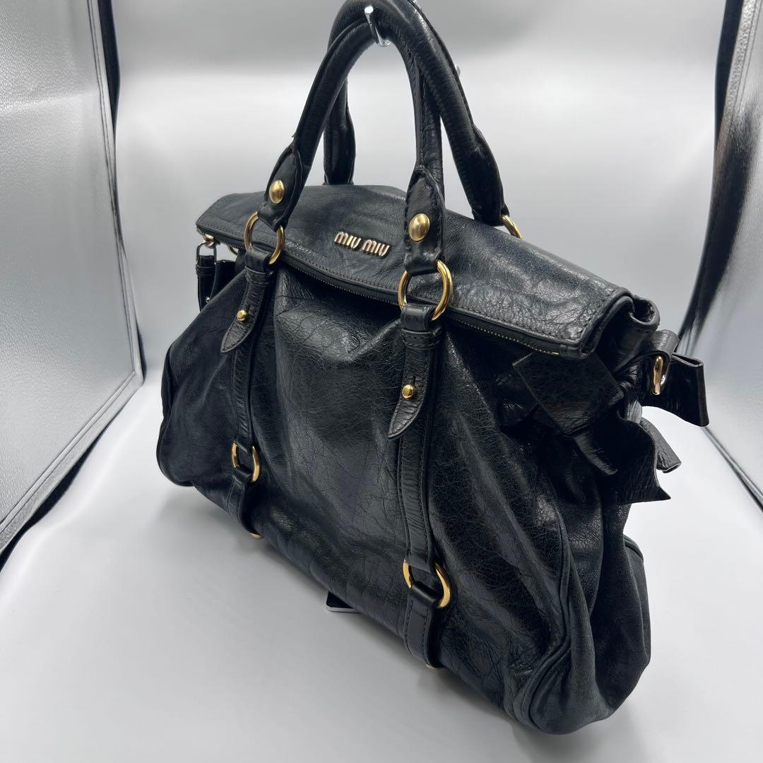 【定番】MIU MIU ミュウミュウ ヴィッテロルクス 2WAYバッグ 黒 人気