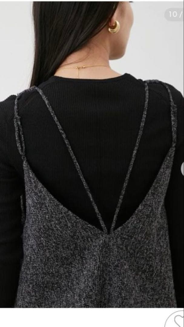 【完売品】クルーネックニット×Aラインキャミレイヤードワンピース（ニット未使用）