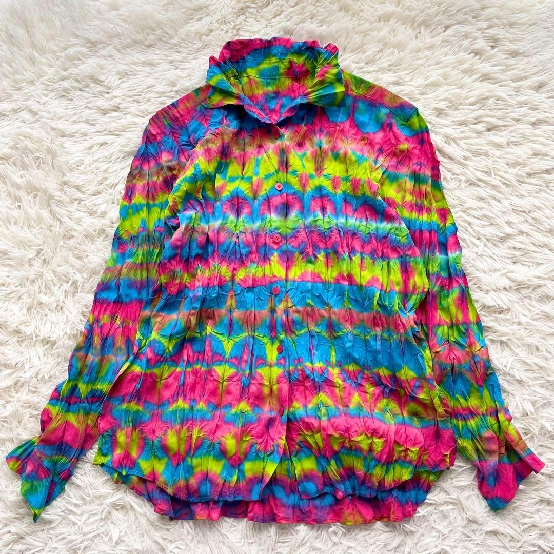 美品 PLEATS PLEASE タイダイ プリーツ シャツ 3 大きいサイズ