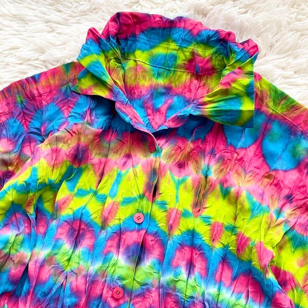 美品 PLEATS PLEASE タイダイ プリーツ シャツ 3 大きいサイズ