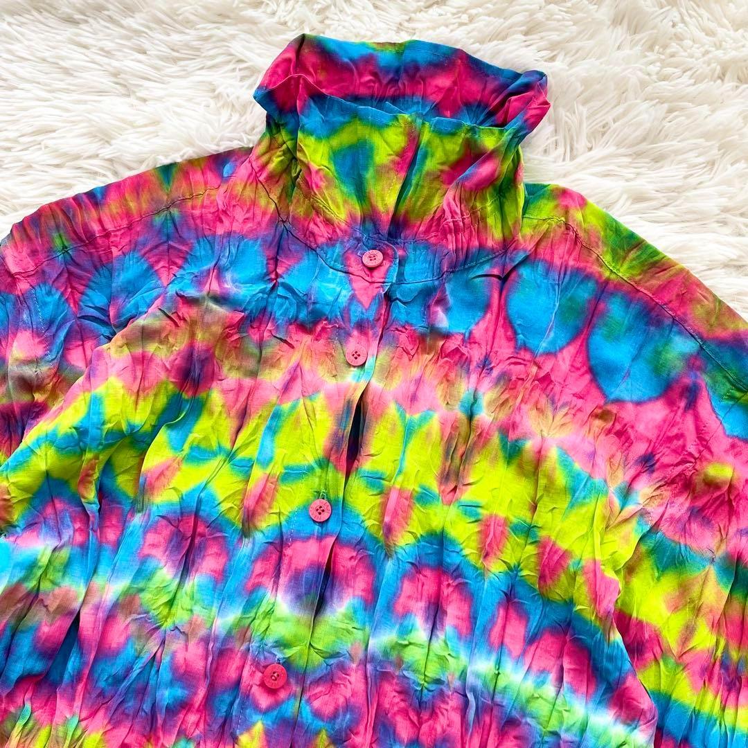 美品 PLEATS PLEASE タイダイ プリーツ シャツ 3 大きいサイズ