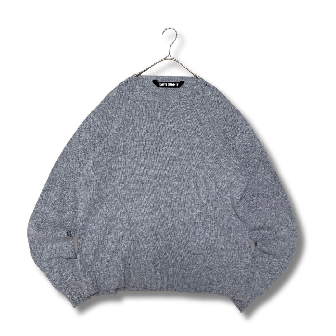 パームエンジェルス カーブロゴ セーター ニット グレー