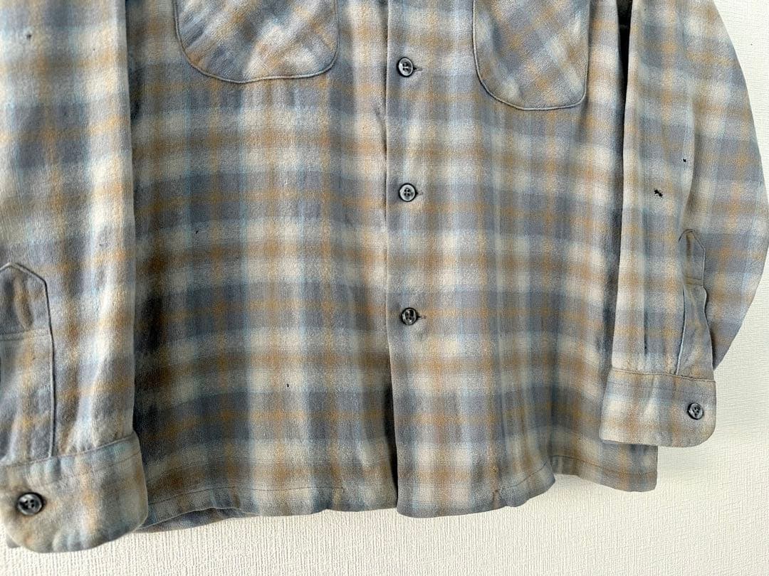 超スペシャル 60s ペンドルトン オンブレ チェック シャツ L ブルーグレー