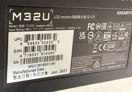 GIGABYTE ギガバイト 4Kゲーミングモニター 31.5型 M32U