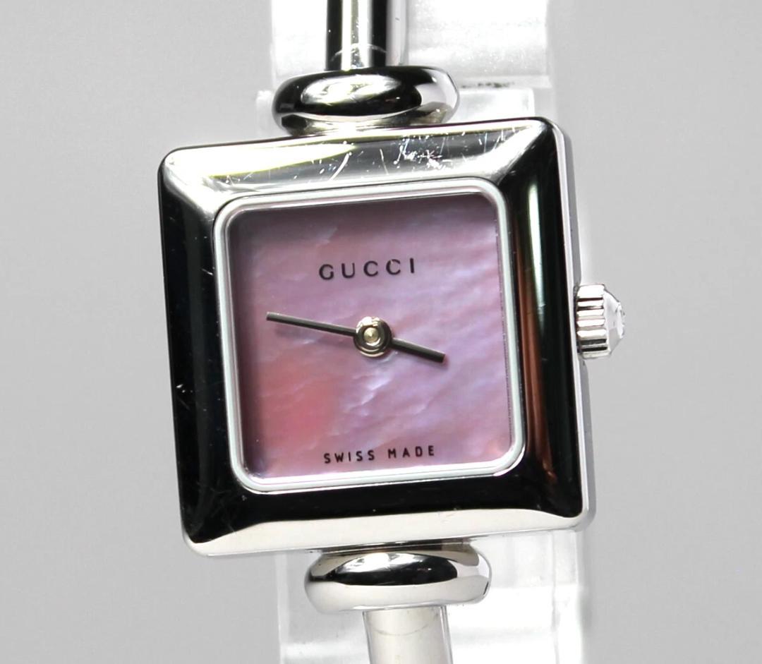 稼働 GUCCI グッチ 1900L ピンクシェル スイス製 レディース 腕時計